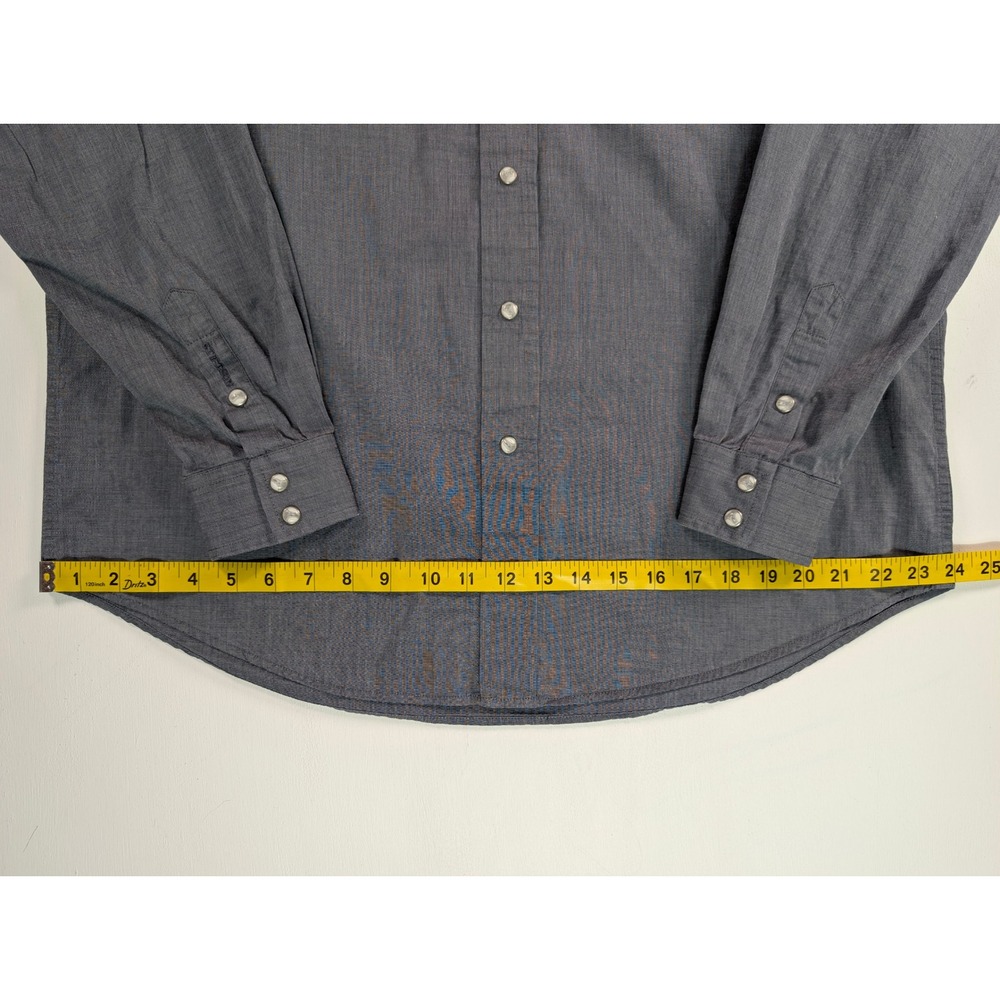 Stetson Mens Blue Micro Check Western Snap Button Long Sleeve Shirt L - Picture 4 of 14